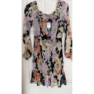 GUESS Peony Charm Floral Chiffon SL‎ Alivia Whimsigoth Fairy Sleeve Punk Dress 4